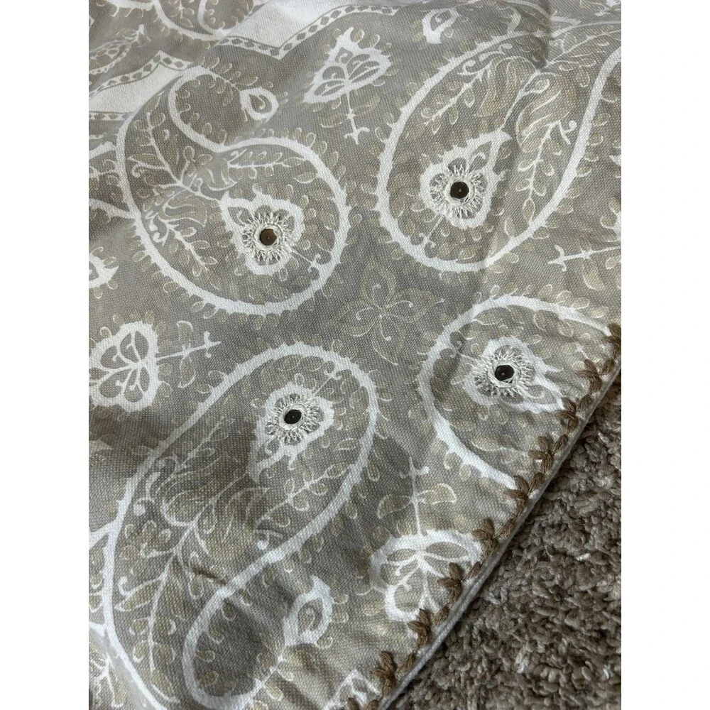 POTTERY BARN Paisley Medallion Pillow Cover Tan Golden Wheat Cotton Button 24”